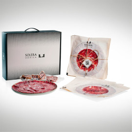 Jamón de Cebo de Campo 100% Ibérico "Solera Ibérica". Se envían: 20 sobres de 100 gramos + sobre de taquitos + huesos troceados + regalo catavino